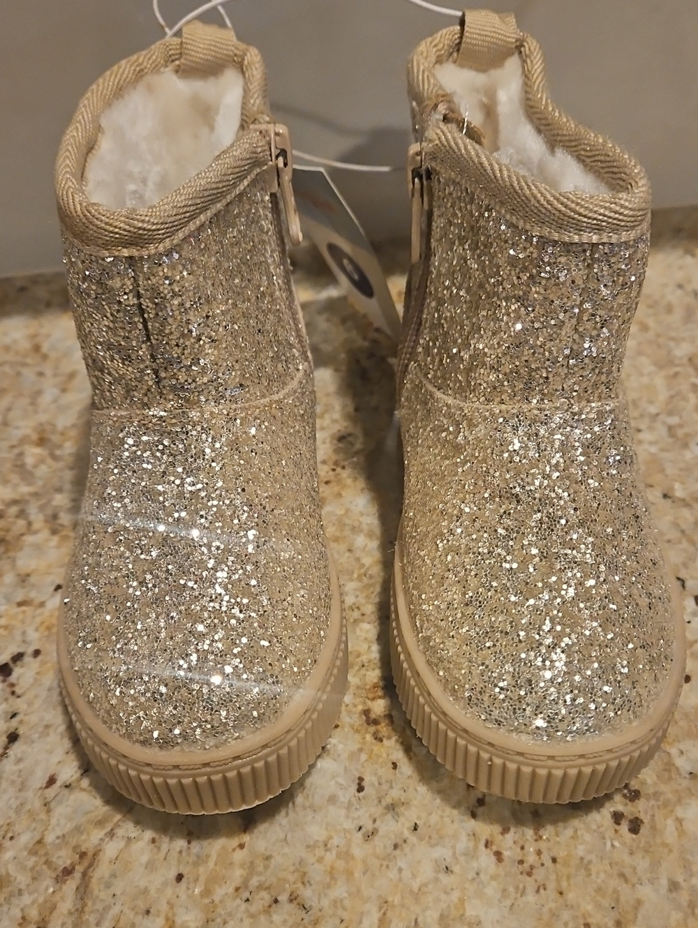 Cat & Jack Kids Glitter Booties in Gold, Toddler Sizes 5&6